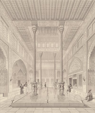 Interior of the Tchar-Bach Palace, Isfahan, from Modern Monuments of Persia, engraved by Claude Sauvageot and Jean Charles Huguet, 1856 by Pascal Xavier after Coste